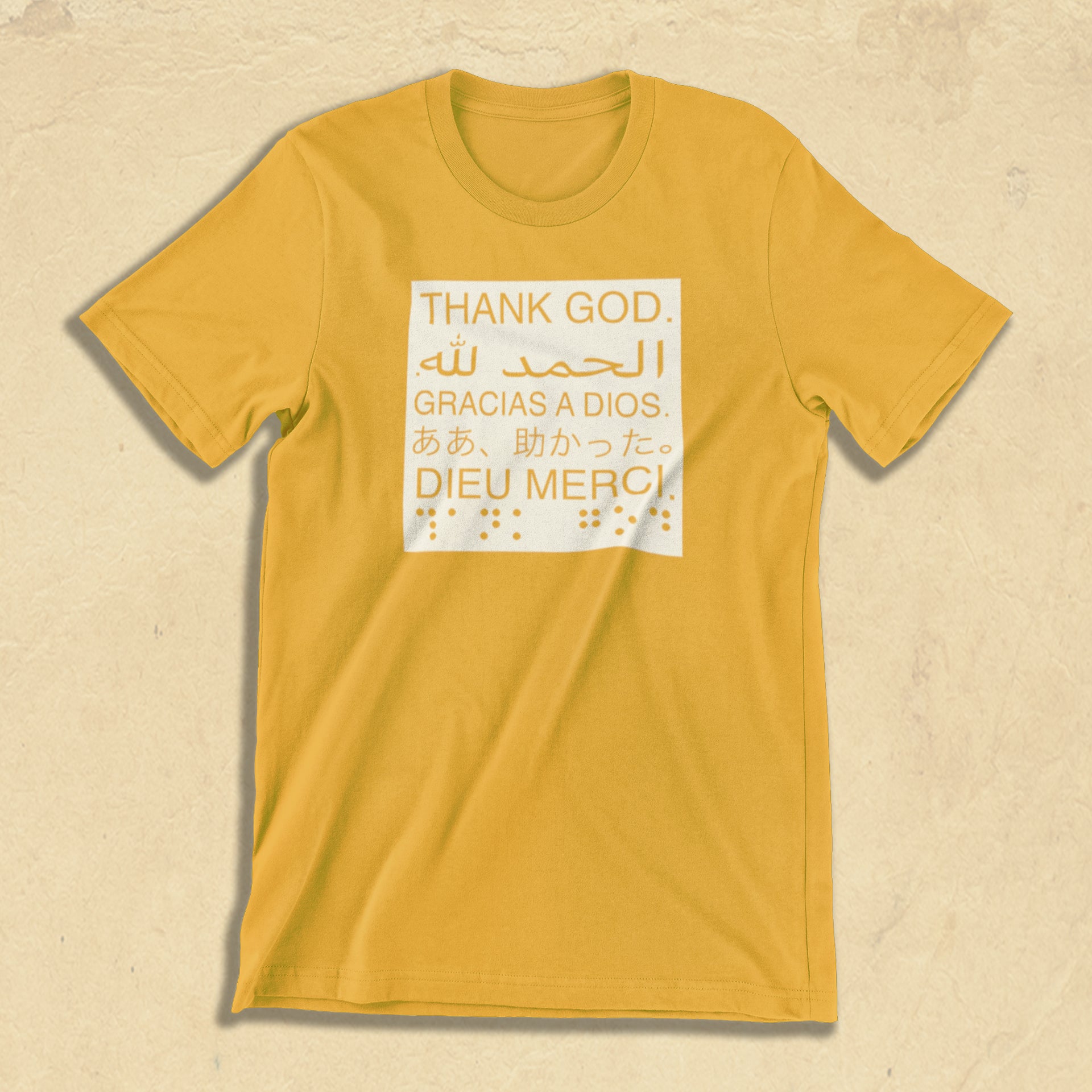 Thank God Languages T-Shirt - Gold