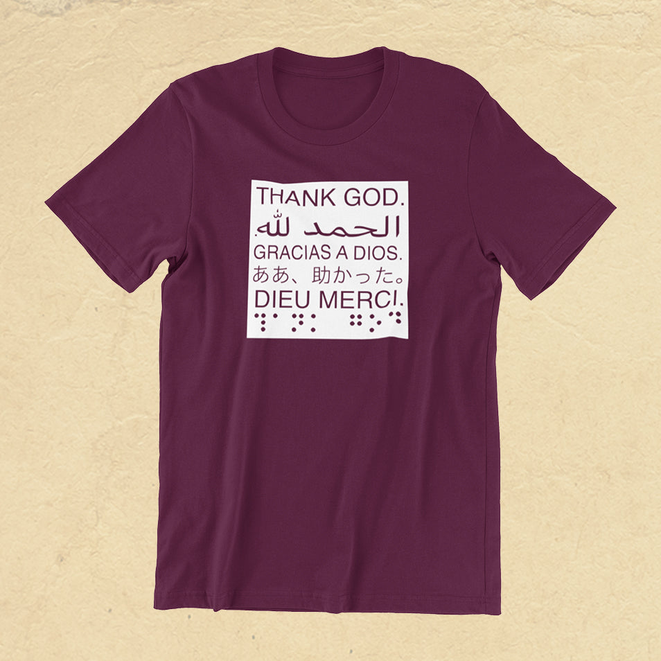 Thank God Languages T-Shirt - Maroon