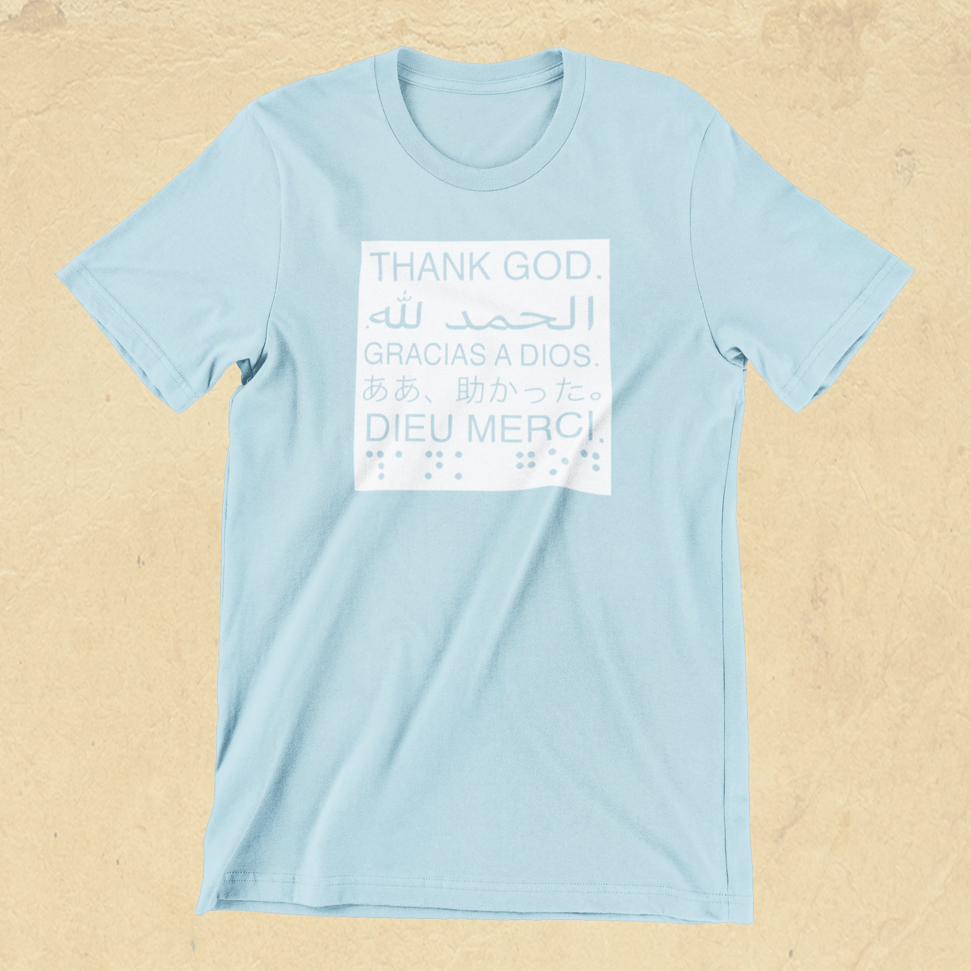 Thank God Languages T-Shirt - Sky Blue